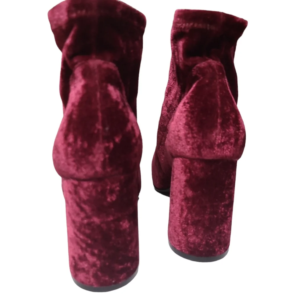 Abound burgundy crushed velvet ankle boots - Picture 4 of 9